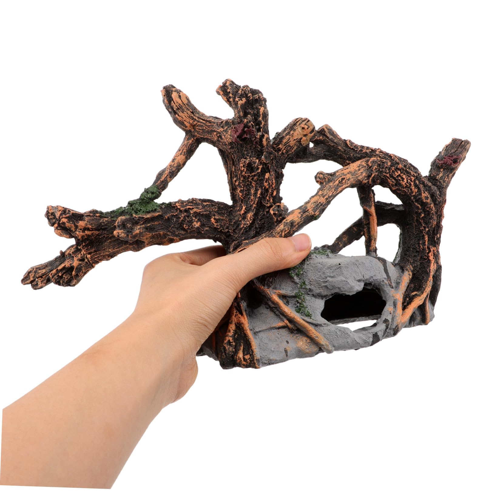 Hohopeti Resin Aquarium Deko Baumstamm Hohl Holzoptik Versteck für Betta Fische Aquarienlandschaft Pflegefrei Robust für Süß Salzwasser Terrarien