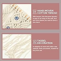 Vista 5 de HOMSFOU Tapiz bohemio de macramé para colgar en la pared, con borlas y borlas tejidas a mano, arte de pared para dormitorio, sala de estar