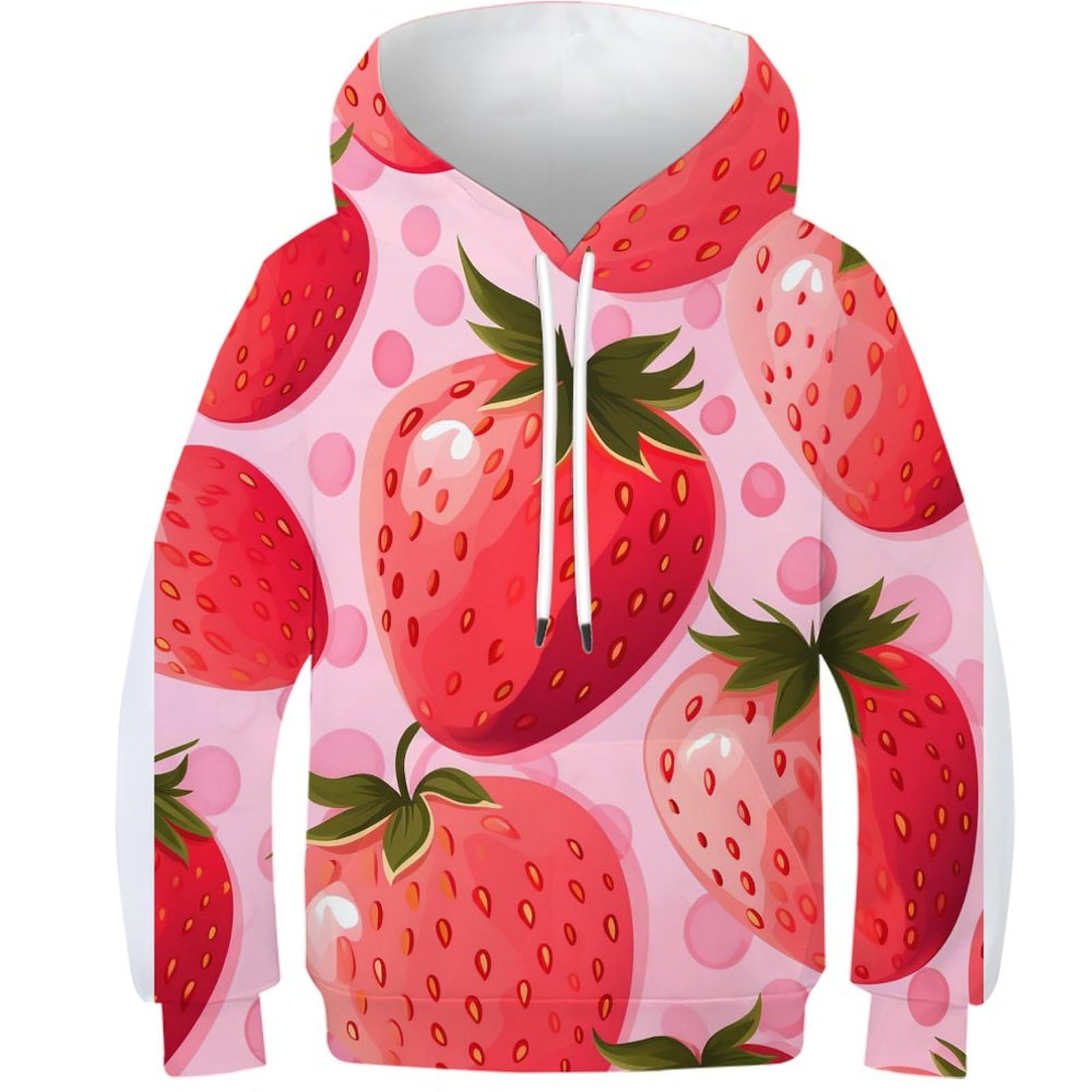 Kkpbhtyvg Unisex Style-14 3D Printed Strawberry Athleisure Hoodie Sweatshirt Pullover Men/Women Ong Sleeve Tops For Teens 12-14Y