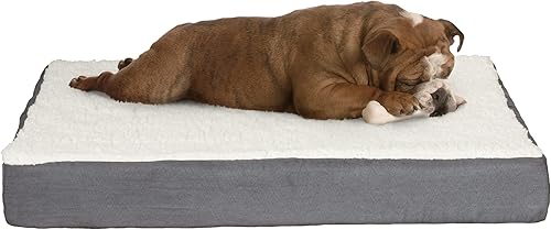 PETMAKER Orthopedic Dog Bed Collection 2-Layer Memory Foam Dog Bed with Machine Washable Sherpa Top Cover  44x35 Dog Bed for Large Dogs Up to