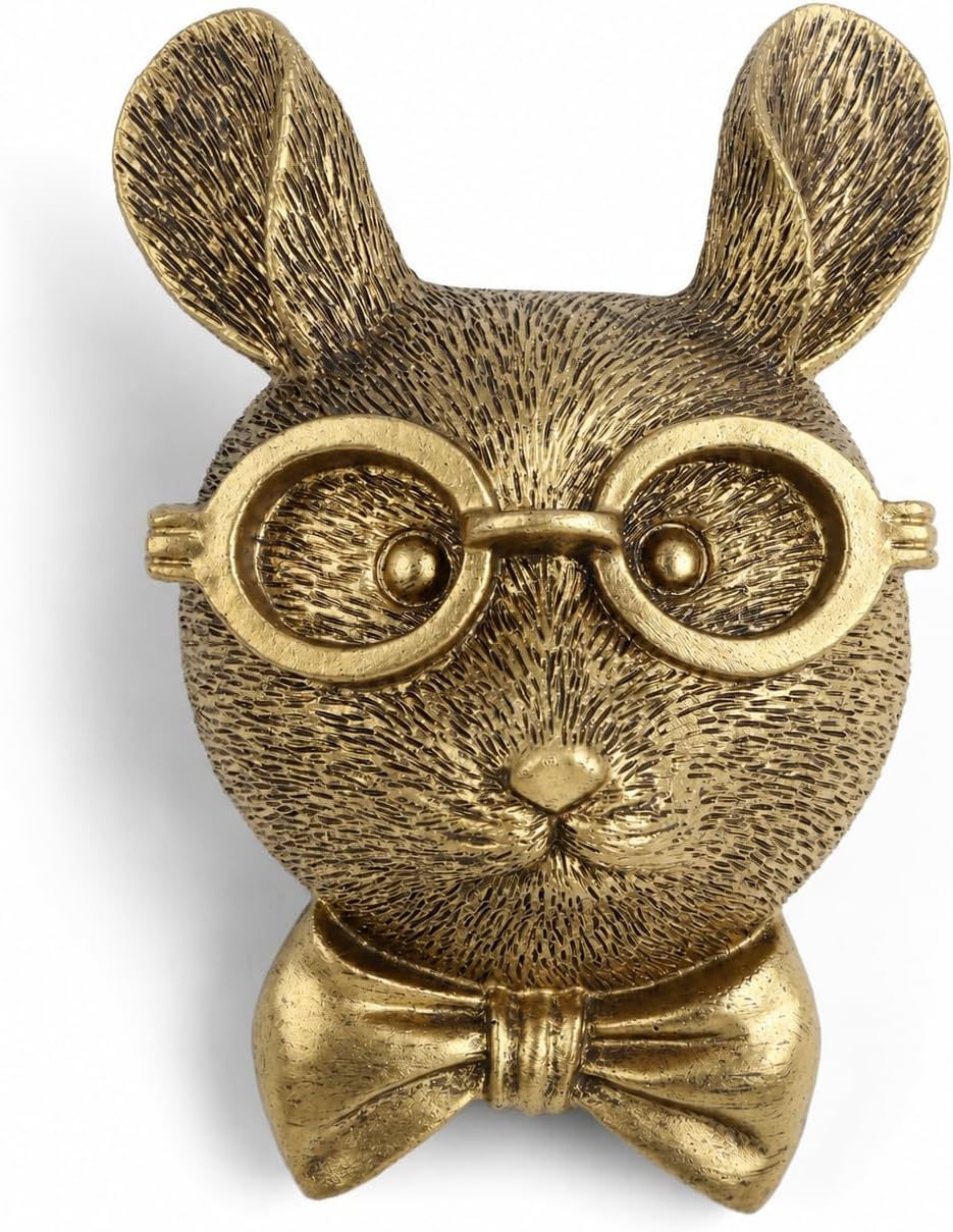 UITWMKTG Gold Mouse Head Wall Decor - Modern Animal Wall Sculpture, Mouse Wall Art for Living Room, Bedroom, Office, Gold Wall Hanging Home Decoration