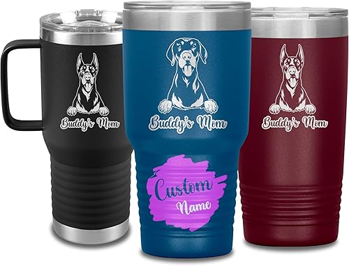 Vista 138 de Vaso de viaje de Navidad personalizado, perro pastor alemán, mamá y papá, dueño de perro pastor alemán personalizado, recuerdo grabado
