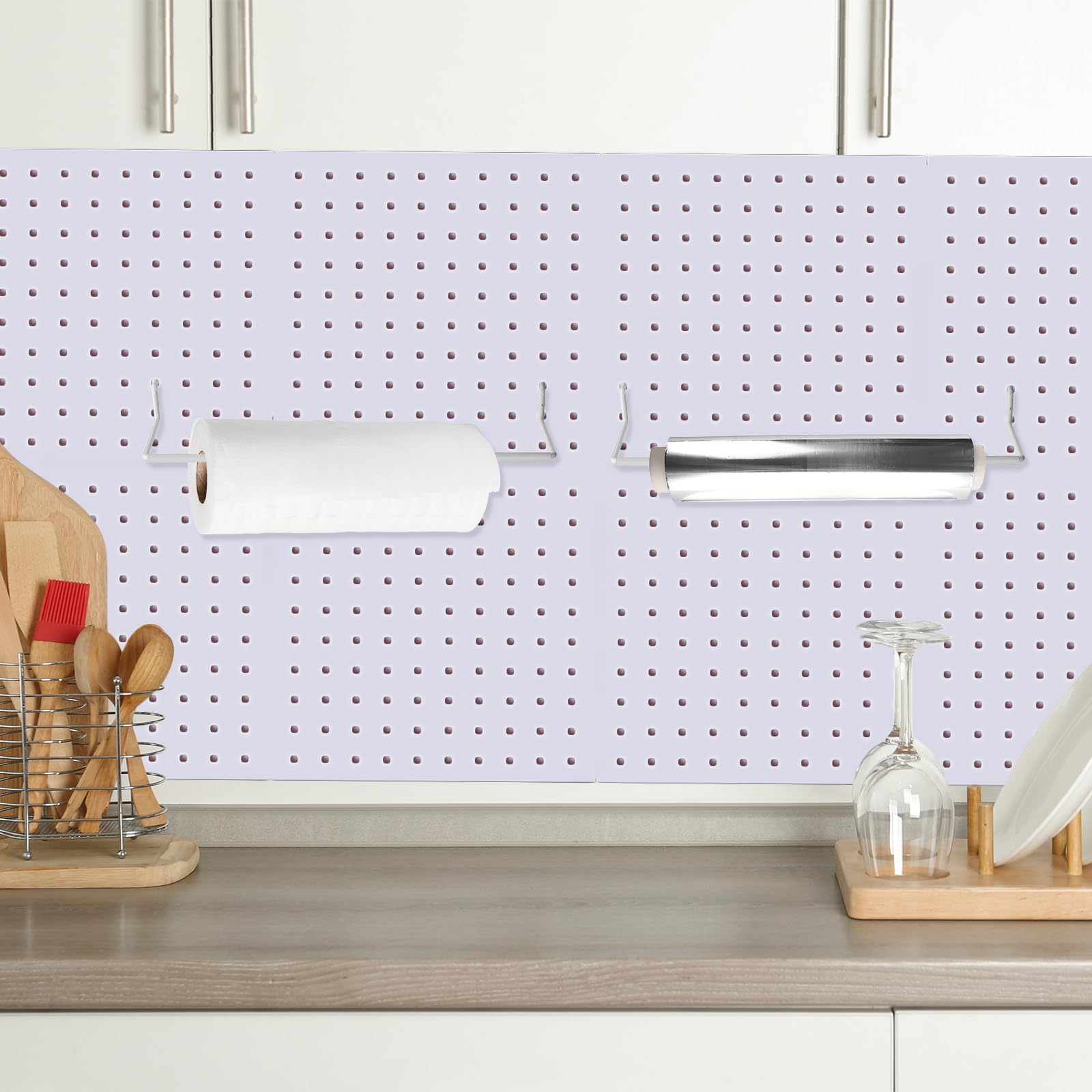 Paper Towel Holder For Pegboard, Extendable, Fit Any Standard Pegboard Pegboard Organization Accessory Hook For Workshop Garage Kitchen Laundry Room Bathroom 2 Packs Black 2 Pcs