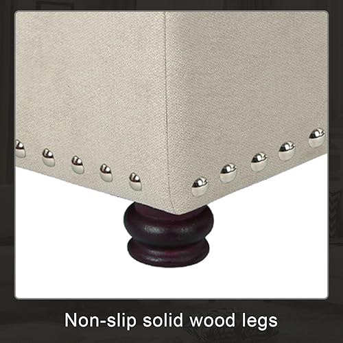 Miniatura 8 de 24" Storage Ottoman, Fabric Ottoman Foot Rest Stool with Hinged Lid, Tufted Rectangle Upholstered Footstool, Load Up to 350 lb, for Living Room,
