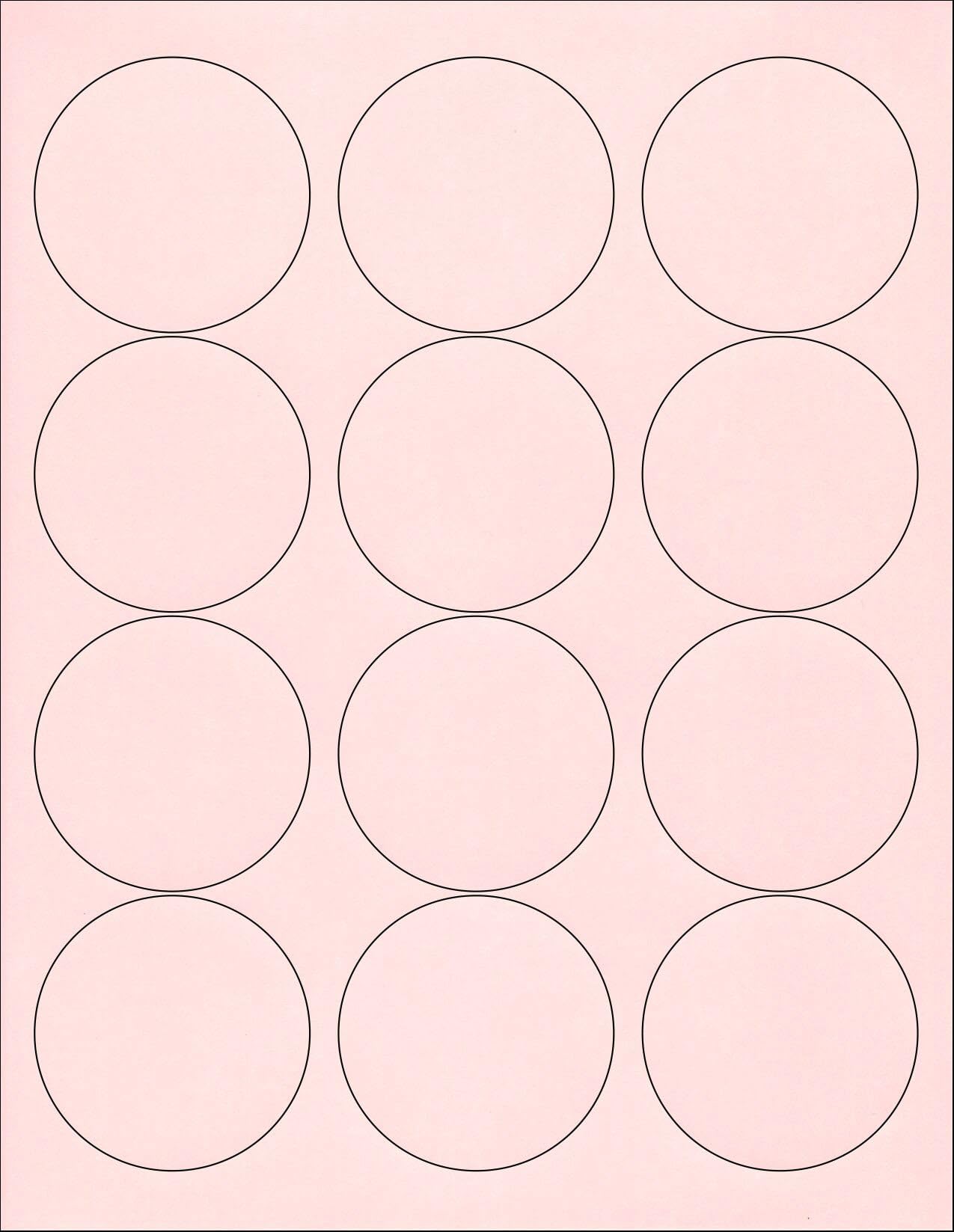 (6 Sheets) 72 2-1/2 INCH Round Circle Pale Pink Stickers for Laser & Inkjet Printers - Standard Size 8-1/2"X11" Sheets