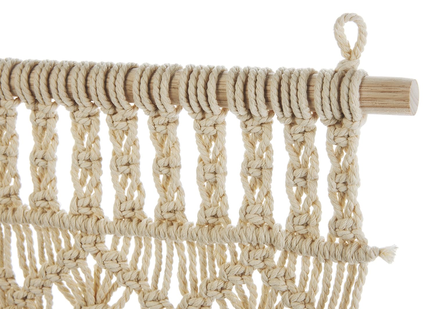 Kobolo Türvorhang Twine 95x200/220 cm beige, Makramee Vorhang mit 132 Strängen je 0,5cm, dekorativer Boho Wandbehang, Raumteiler & Insektenschutz, lichtdurchlässiger Fadenvorhang, Fenstervorhang