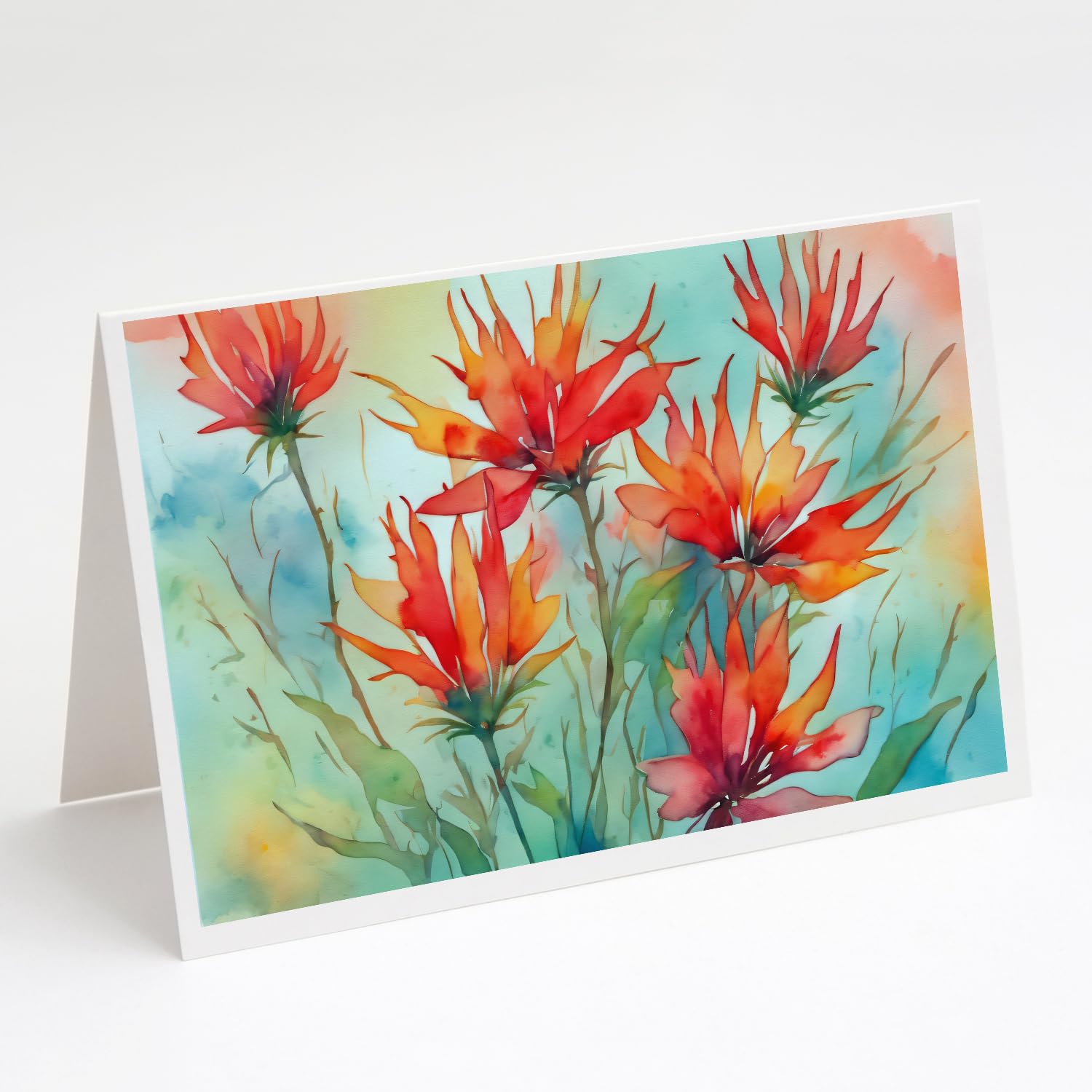 Caroline's Treasures DAC1718GCA7P Wyoming Indian Paintbrush in Watercolor Greeting Cards and Envelopes Pack of 8 Blank Cards with Envelopes Whimsical