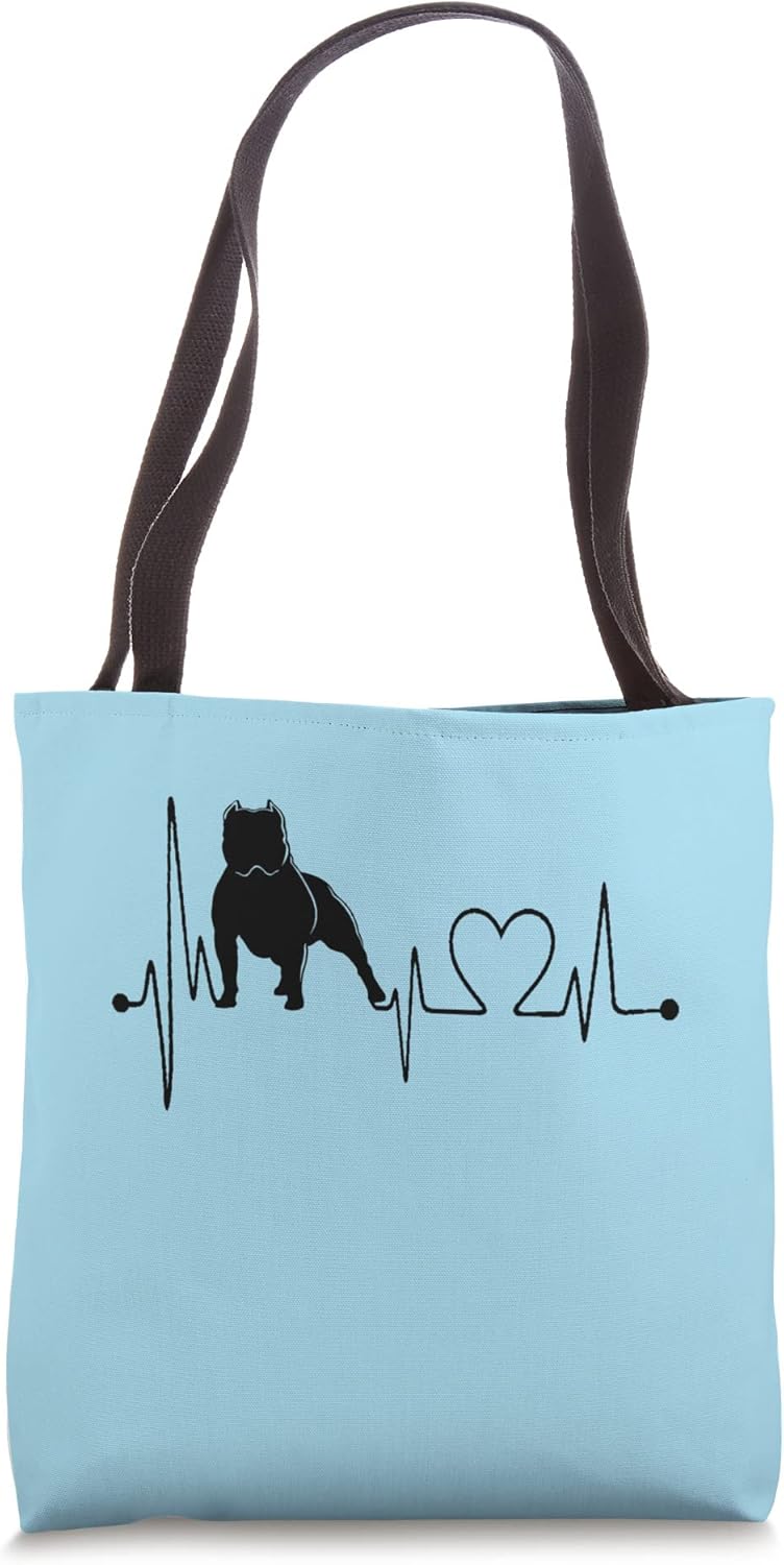 American Bully Dog My Heartbeat EKG Funny Dogs Are My Cardio Tote Bag