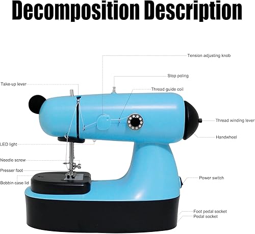 Miniatura 2 de YEQIN Mini máquina de coser  Pequeñas máquinas de coser portátiles para principiantes  Puntada rápida adecuada para ropa, jeans, cutains, bricolaje