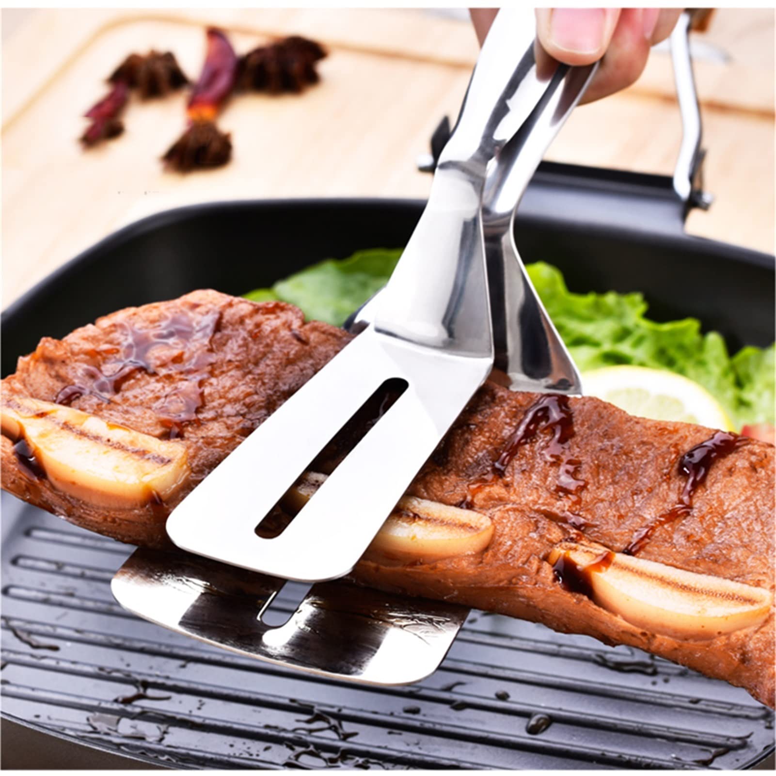 Pinzas De Cocina, Multifunción Resistente Al Calor con Fácil Agarre Acero Inoxidable Ergonomía Clip De Carne para Barbacoa, Servir, Freír, Cocinar