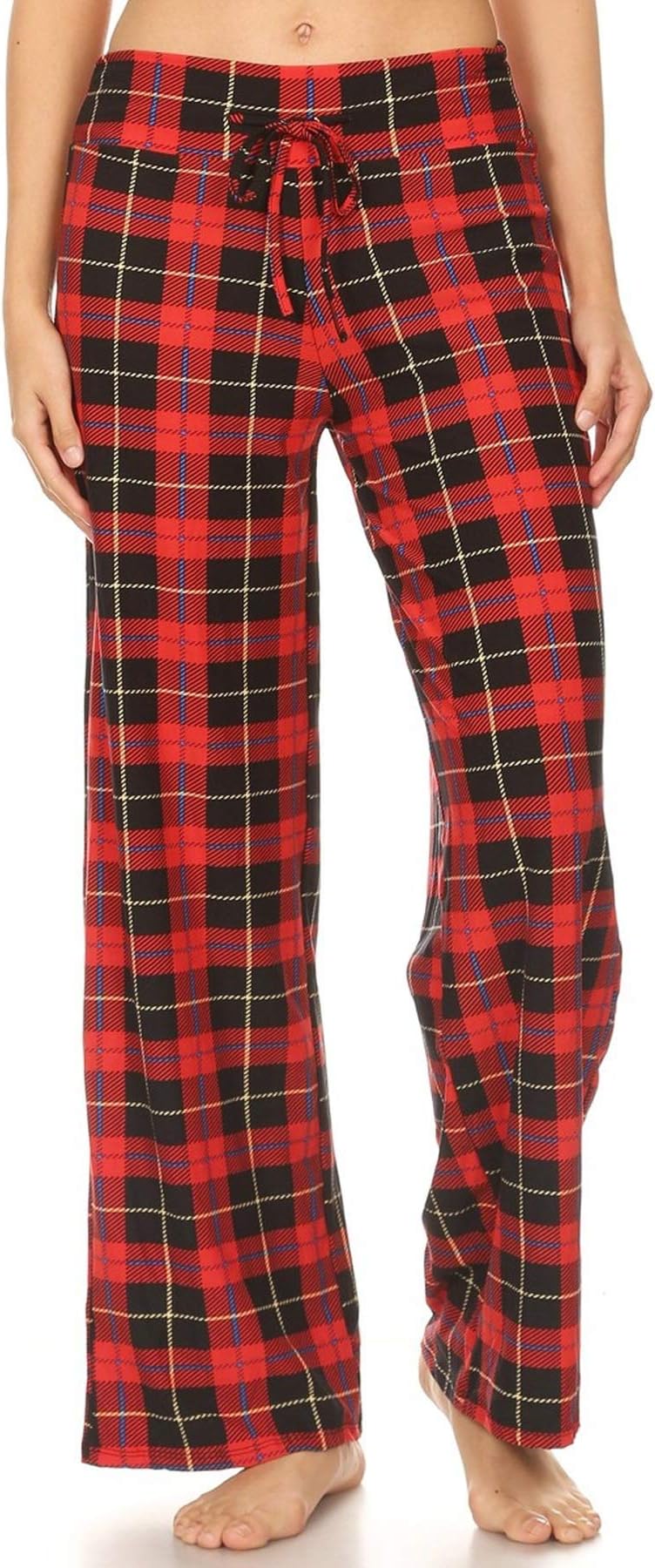 PJ10-S650-M Holiday Plaid Print Pajama Pants(No Pockets), Medium