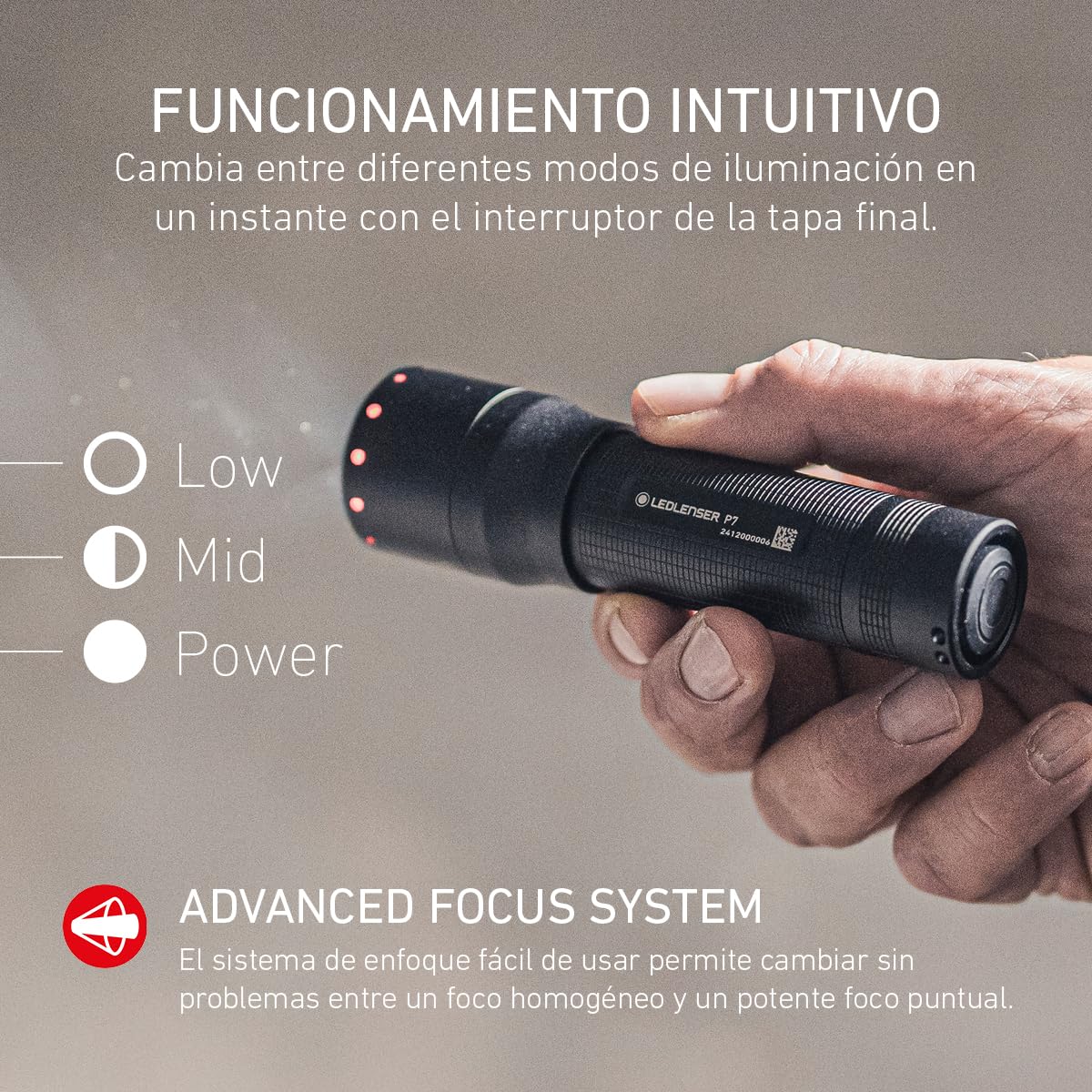 Ledlenser P7 Linterna LED, 650 lm, 400 m, IP54, 30 h, 175 g – Potente con 4×AAA para camping, senderismo