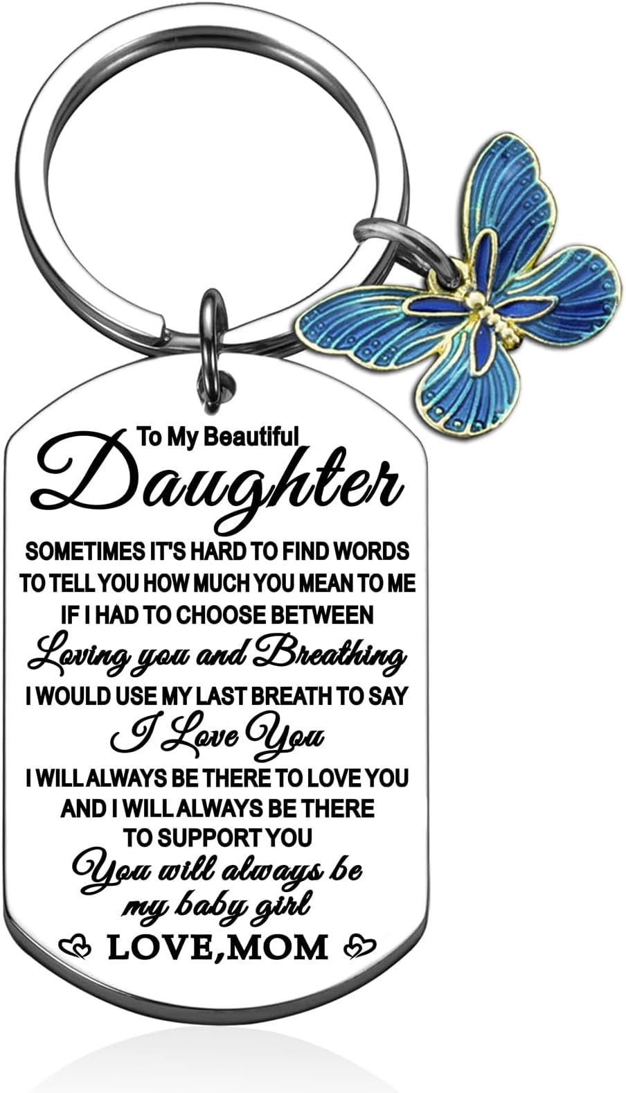 To My Daughter Keychain Inspirational Daughter Gifts from Mom Daughters Birthday Gift Ideas Mothers Day Valentines Day Graduation Gifts for Daughters Christmas Stocking Stuffer ﻿