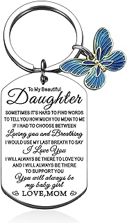 To My Daughter Keychain Inspirational Daughter Gifts from Mom Daughters Birthday Gift Mothers Day Christmas Graduation Gifts for Daughters You Will Always My Baby Girl Keyring Stocking Stuffer Gift