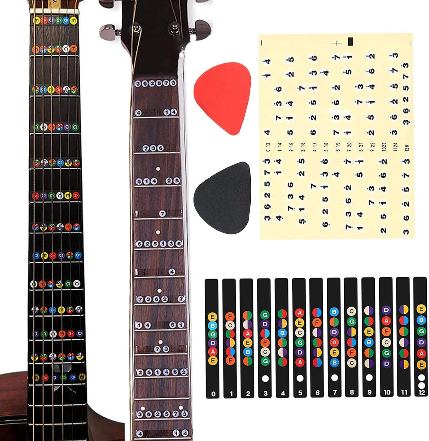 Guitar Fretboard Stickers,1pc Colorful Guitar Fretboard