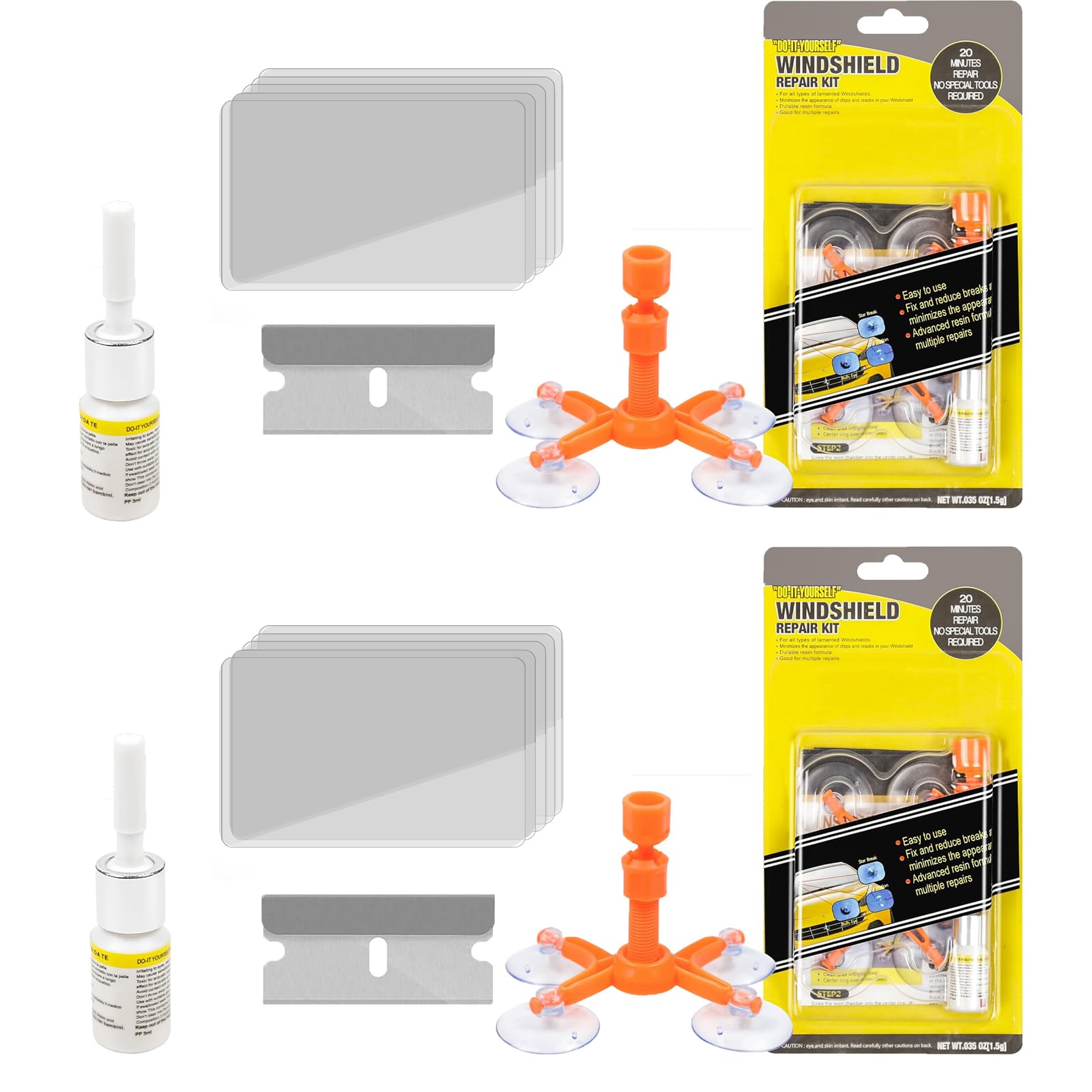 16 Pcs Windshield Repair Kit, Windscreen Repair Kit, Easy to Use Windscreen Chip Repair Kit Excellent and Easy to Use Repair Kit for Glass Scratch Repair for All Windshield Types