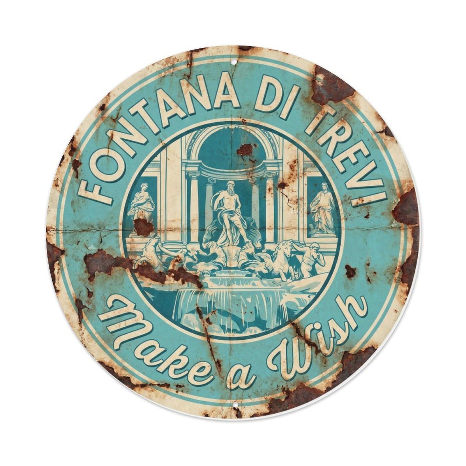 Vintage Travel Trevi Fountain Rome 1 Metal Tin Sign