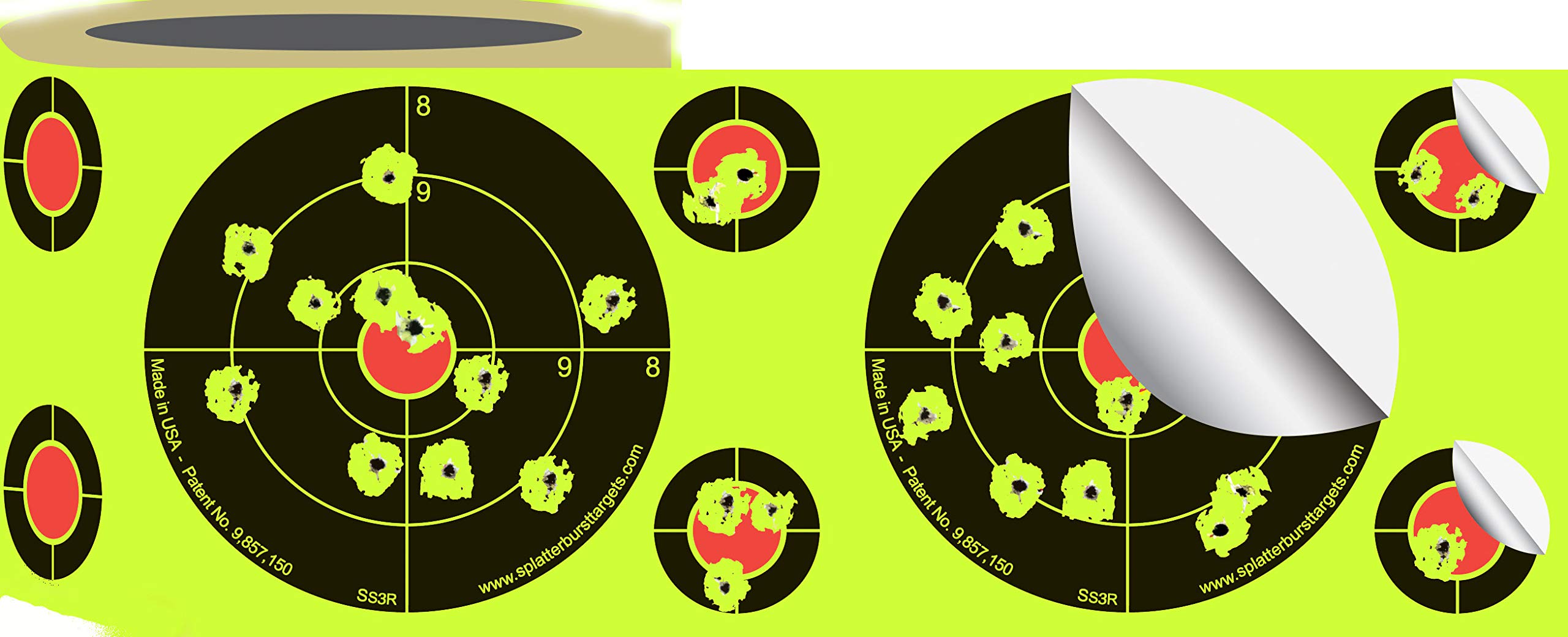 Splatterburst Targets - Roll of (250) 3 Inch Stick & Splatter Self Adhesive Shooting Target Stickers - Gun - Rifle - Pistol - Airsoft - BB Gun - Pellet Gun - Air Rifle - Made in USA