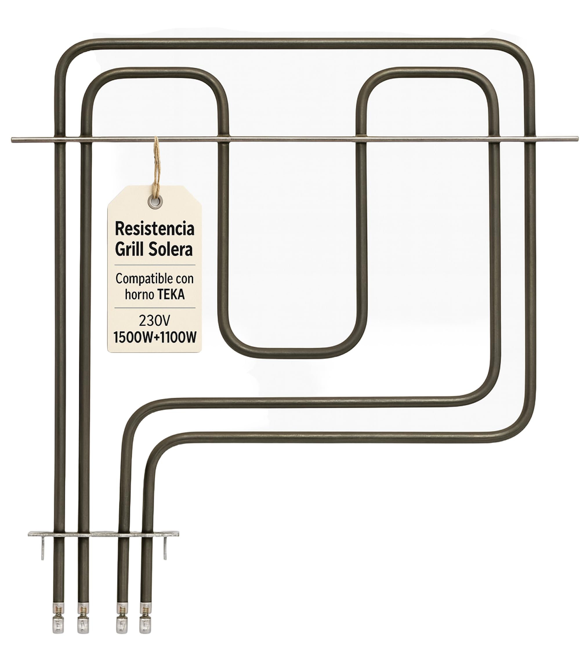 RECAMBIOS DREYMA Resistencia Solera y Grill Horno 1500W 1100W 230V Tubular Acero Montaje Faston Barra Guia Calor Uniforme Instalacion Rapida Compatible con TEKA BOSCH BALAY Repuesto Solido