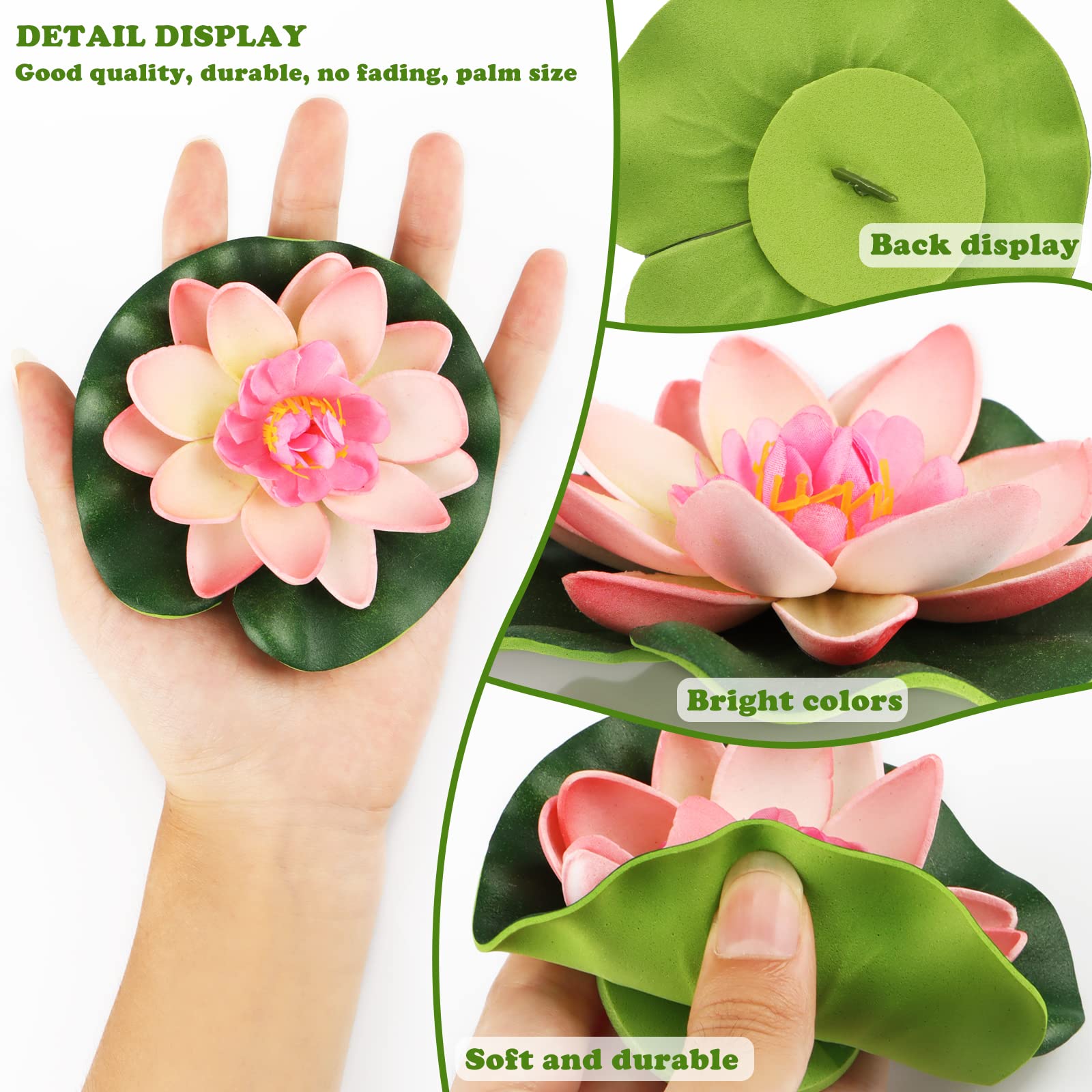 Lirios Agua Decorativos 6 Flores Flotantes Artificiales - Nenúfares Y  Lirios De Agua Para Estanques Y Piscinas | 4 De 10cm + 2 De 18cm Decoración  Acuática Para Exterior Estanque Piscina, image size:1600x1600