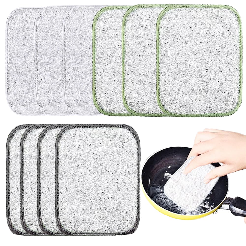 Elgbiaoxi Black/Silver/Green.(Colour Random) 10 Packs Dual Sided Wire Miracle Cleaning Cloths Reusable Non Scratch Dish Cloths 16X12cm Wire Dishwashing Rags For Wet And Dry For Pots Pans Glass Hobs