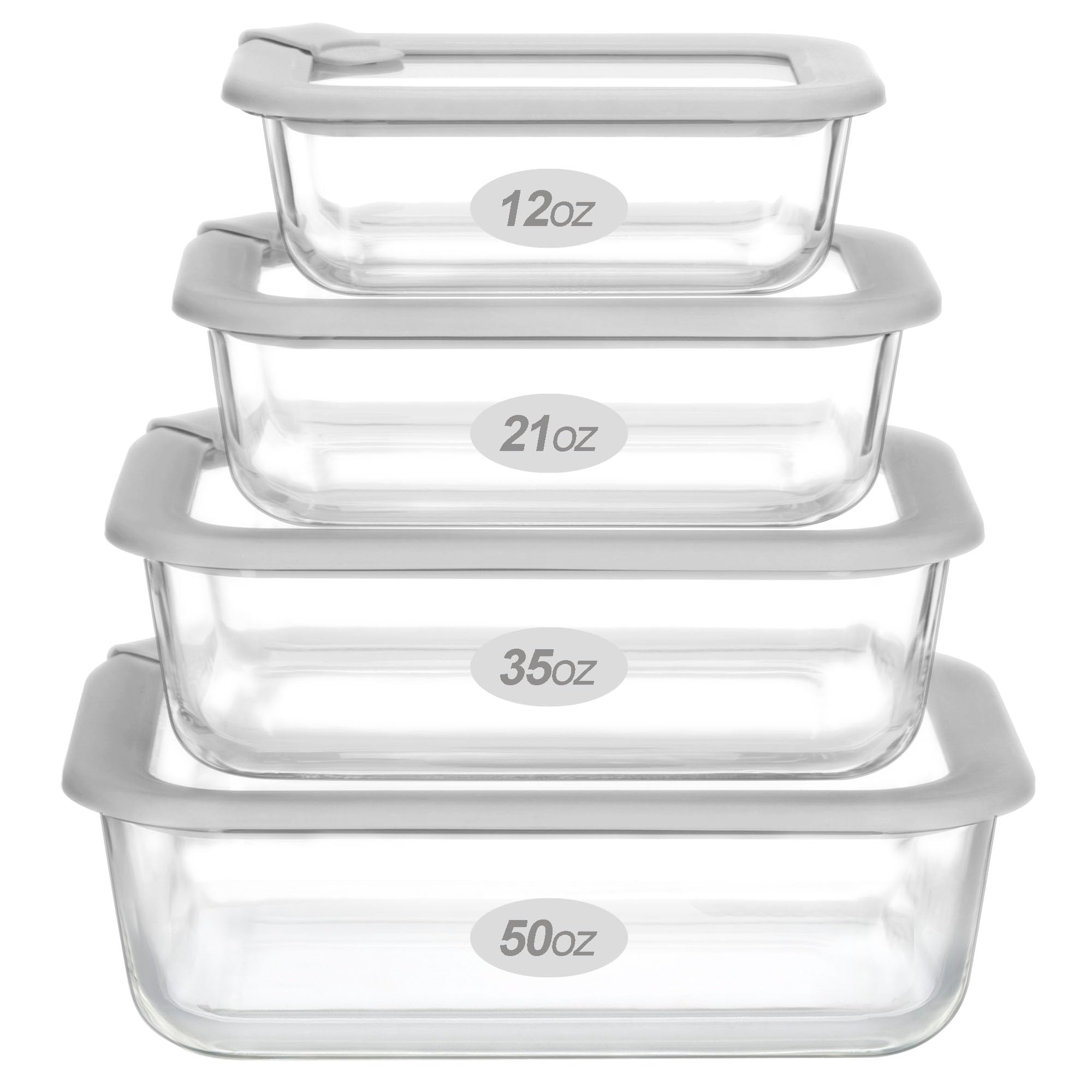 Glass Food Containers with Glass Lid (Grey-J4R)