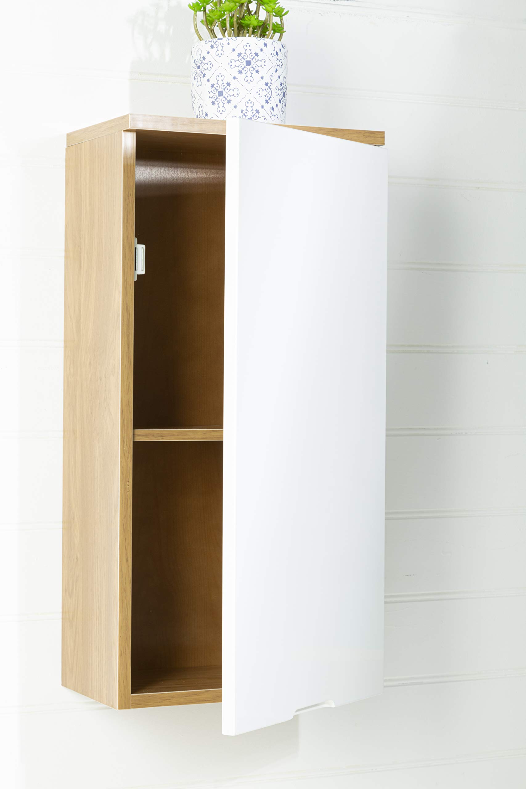 Premier Housewares 2403290 Armoire Murale avec 1 Porte Effet Chêne/Miroir