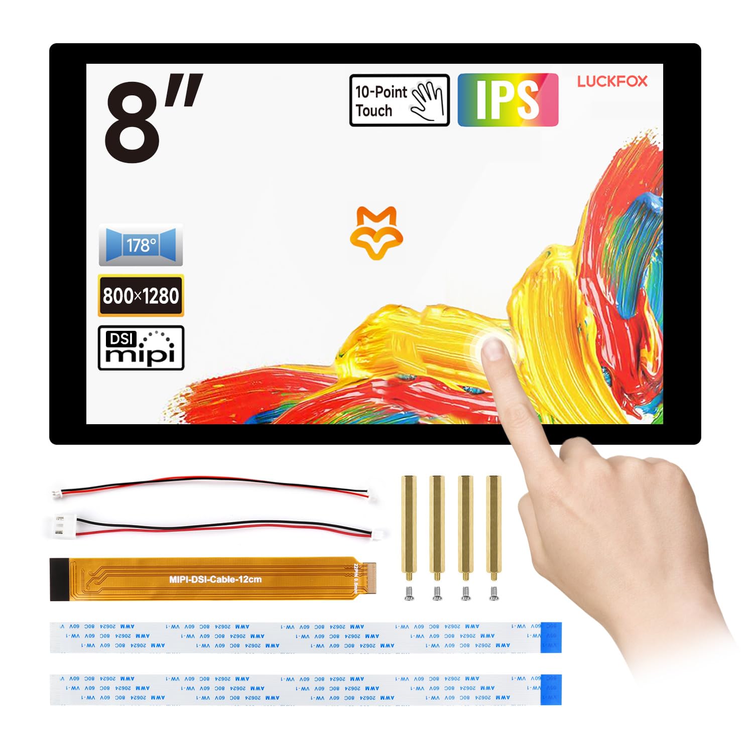 LUCKFOX 8-inch DSI Capacitive Touchscreen for Pi 5 Omni3576/Lyra/ESP32-P4-NANO Series Board 800x1280 IPS Panel 10-Point Touch Ultra-Thin Support Raspberry Pi/RK3576/RK3506