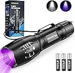 UV Flashlight, Portable Blacklight Flashlight, LED Torch with White and Ultraviolet Light Combo, Black Light Pet Urine Detector for Dog Cat Pee, ID Check, AC Leak, Bed Bug, Rocks, Resin