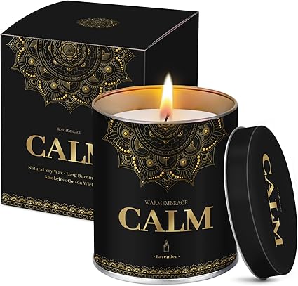 WarmEmbrace Lavender Scented Candles, 9 Oz Jar Candles for Home, Office, Meditation, Yoga, Candles for Women & Men, Birthday, Christmas, Valentine's Day Present, Housewarming Gift