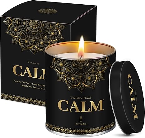 WarmEmbrace Lavender Scented Candles, 9 Oz Jar Candles for Home, Office, Meditation, Yoga, Candles for Women & Men, Birthday, Christmas, Valentine's Day Present, Housewarming Gift