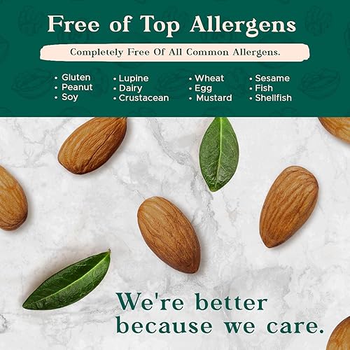 Miniatura 6 de Almendras tostadas secas sin sal, 48 onzas (3 libras) Probadas por lotes sin gluten y maní, sin aceite, enteras, sin PPO, sin OMG, sin herbicidas,