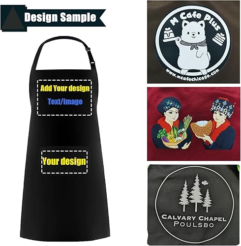 Miniatura 3 de BeautyWill Delantal personalizado para delantales unisex personalizados con bolsillo, personalizable, nombre, texto, logotipo, imagen, foto,
