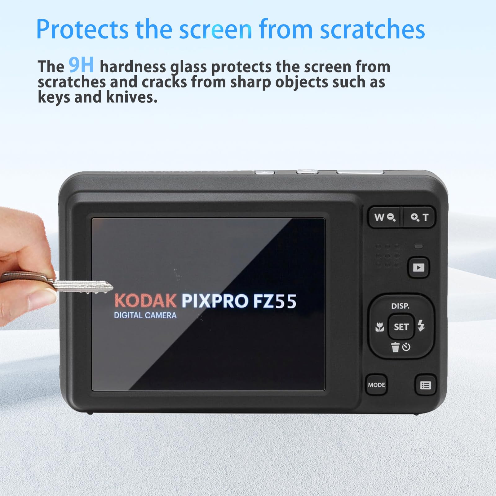 NOUKAJU Ochraniacz ekranu do KODAK PIXPRO FZ55, szkło hartowane HD, twardość 9h, zarysowania, ochrona przed odciskami palców, osłona folii ze szkła hartowanego do KODAK PIXPRO FZ55 [2 sztuki]