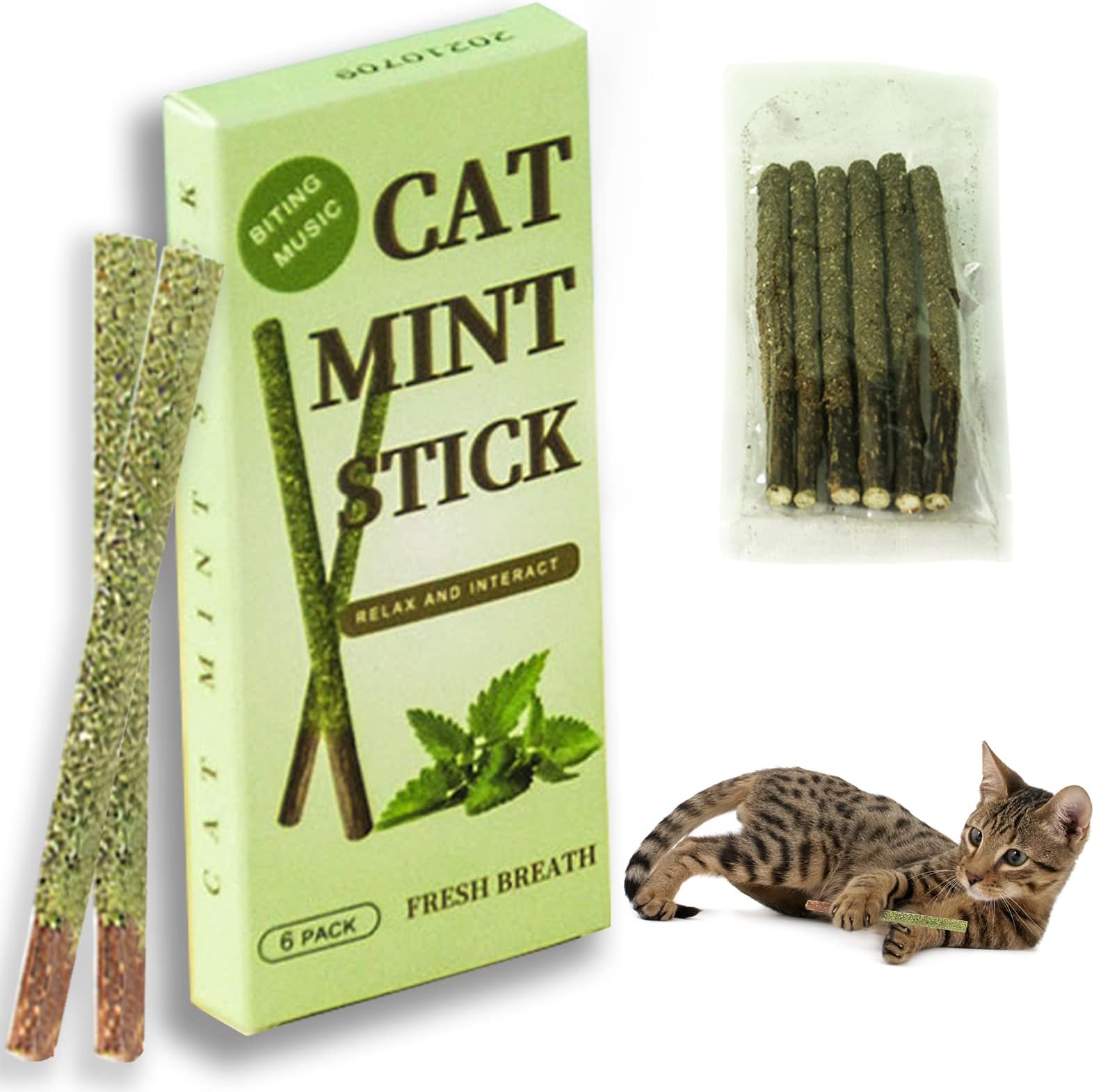 SEGMINISMART Catnip Stick,Cat Chew Toy,Catnip Toys,Cat Chew Toys for Kittens Teeth Cleaning,Dental Care Cat Treat Toys,Edible Kitty Toys for Cats Lick,6Pcs Natural Catnip Sticks