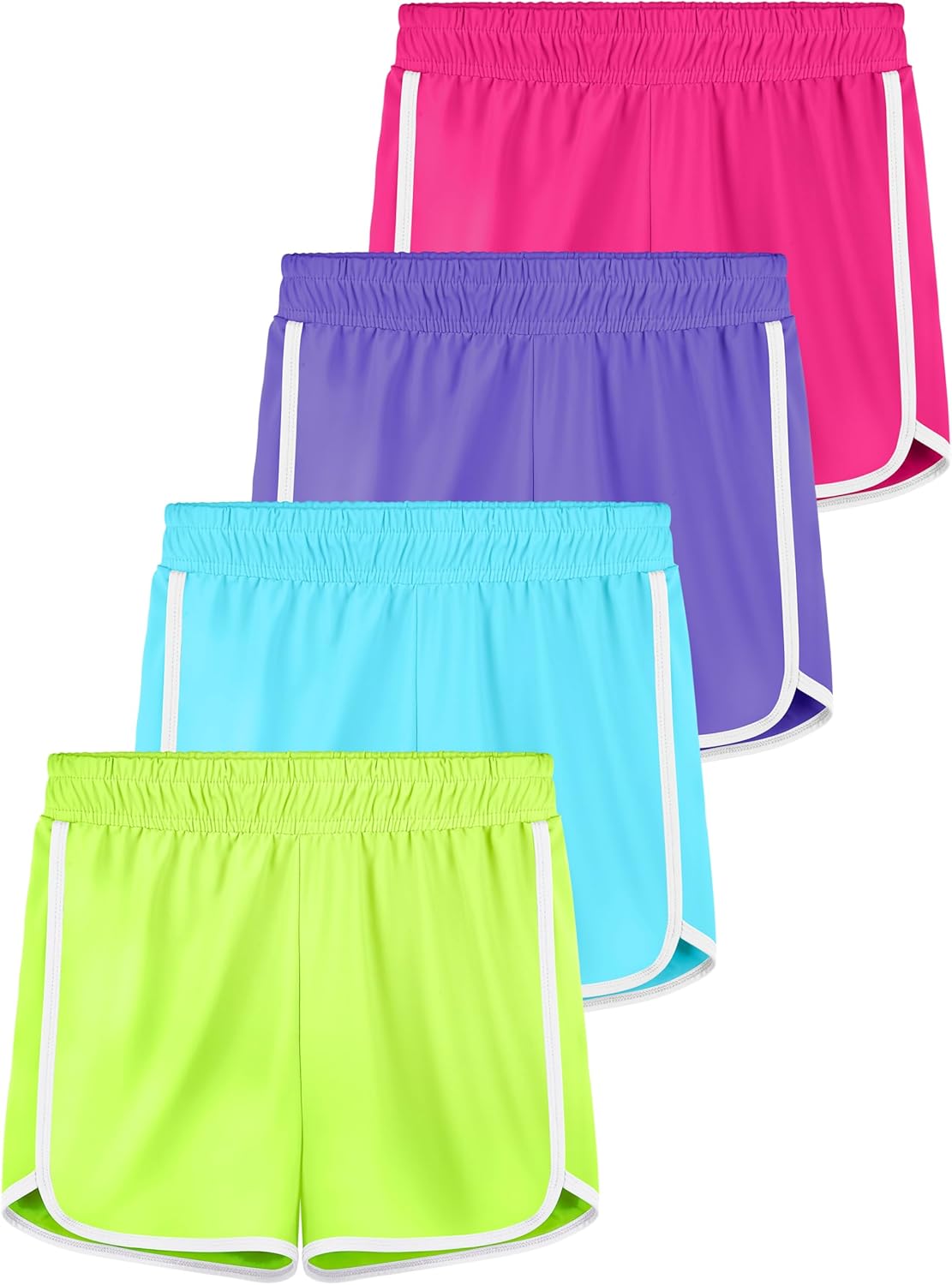 Resinta 4 Pack Youth Girls Athletic Shorts Quick Dry Soccer Shorts Big Girl Summer Sports Shorts for Running Dance Yoga