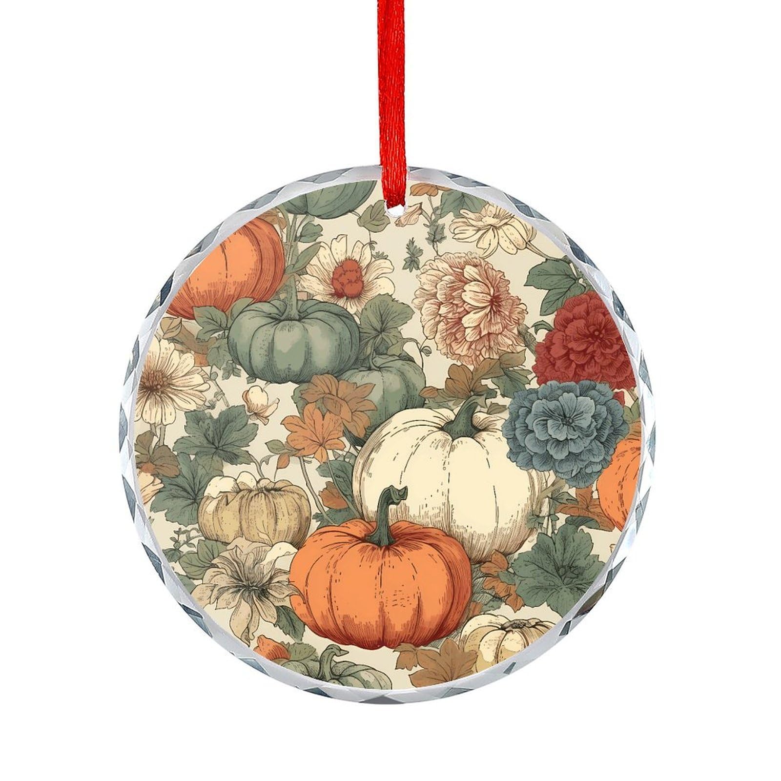 Fodpand Women's Style Drawn Autumn Pumpkin Round Glass Ornament Keepsake Gift Exchange Ideas Car Decor,Christmas Ornaments For Tree Window Garden Ornaments