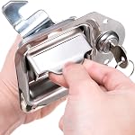 Elsjoy Ensemble de 2 Boîte à outils de camion Latch, remplacement de la boîte à outils remorque en acier inoxydable, RV Verrouillage de la boîte à outils avec clés & Rivets pour camion RV Porte de la remorque UTV ATV Boîte à outils