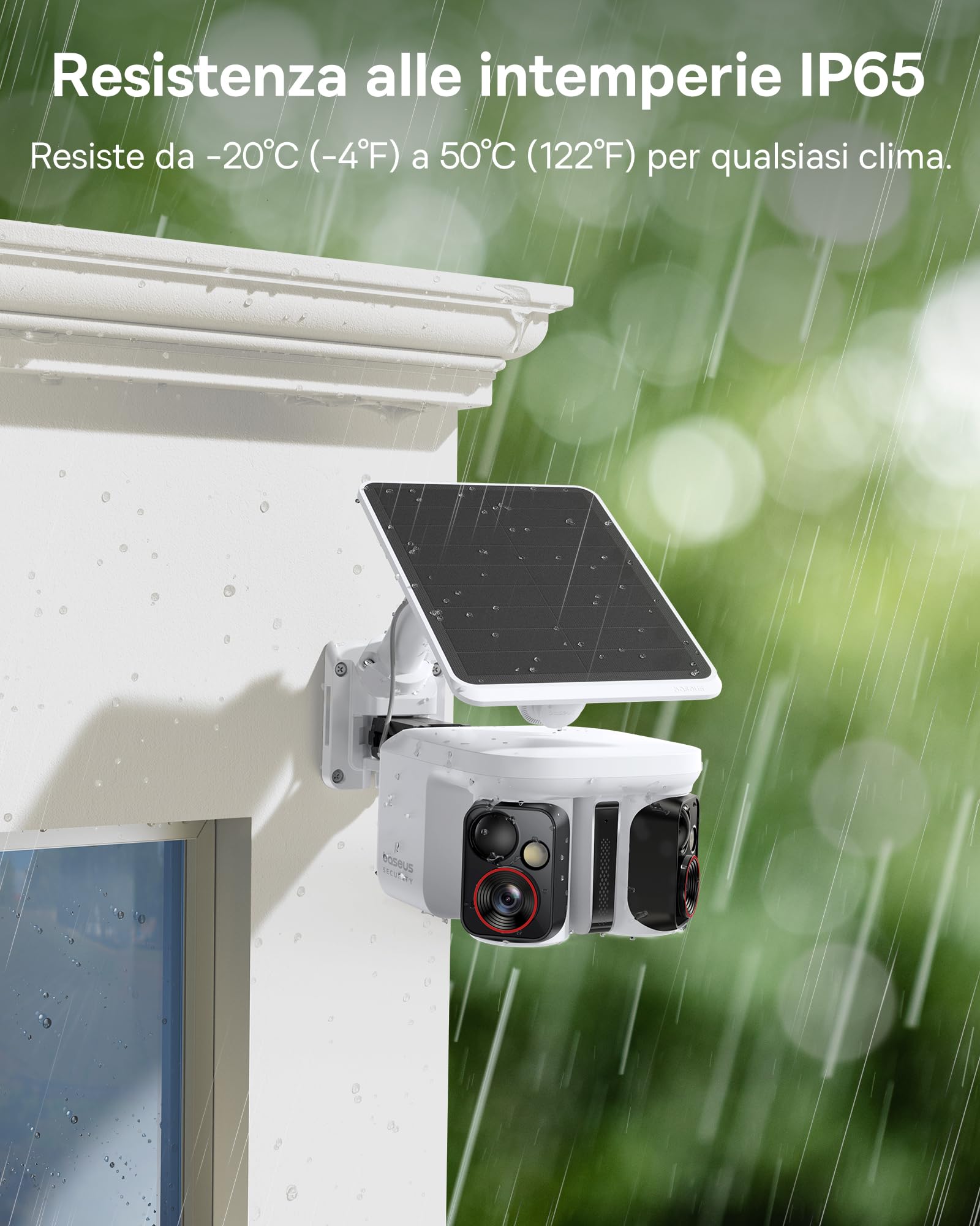 Baseus Security X1 Pro Telecamera di sorveglianza esterna – prima telecamera di monitoraggio intelligente, monitoraggio a 300°, visione notturna, batteria solare con rilevamento AI, pattuglia | Rilevamento AI, visione notturna, telecamera solare per auto