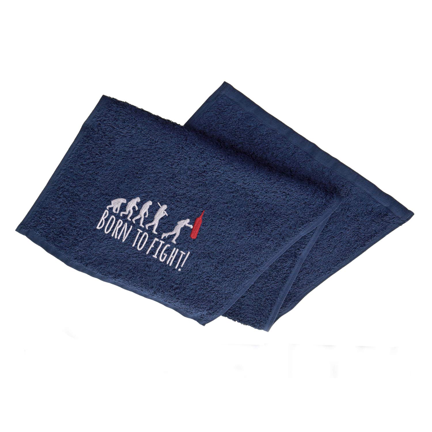 Aztex Navy Born To Fight Gym Sweat Towel - 100% Cotton, 30Cm X 90Cm