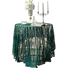 Green Lace Tablecloth Embroidered Elegant Floral Patterns Table Cloth Round Overlay Table Cover for Wedding Party Holiday Long Dinner Home DecorRound-75, Green