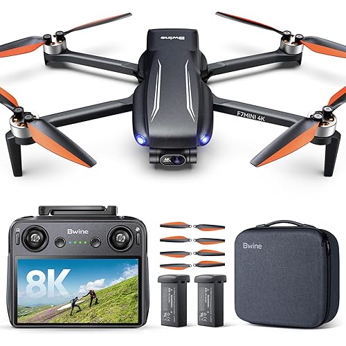 Bwine F7MINI 4K(RC3) Drones with Camera for Adults, 8K Photo 4K Video, RC with 1080P Screen, 20000ft Transmission, 64min Flight, 3-Axis Gimbal, 249g FAA-Exempt, GPS Track, Auto Return, Beginner Mode