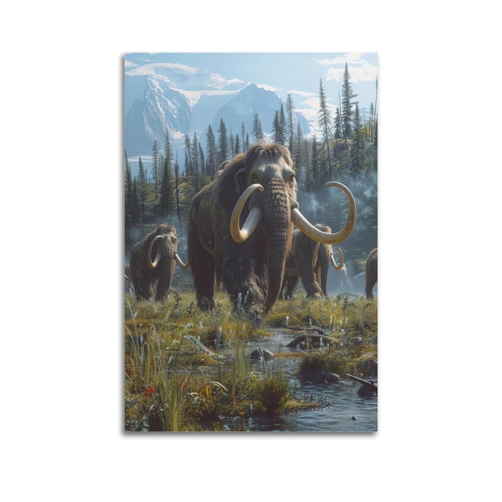 WZKTCL Animal Artwork Poster Fierce Mammoth Poster Decorative Painting Canvas Wall Posters And Art Picture Print Modern Family Bedroom Decor Posters 20x30inch(50x75cm)