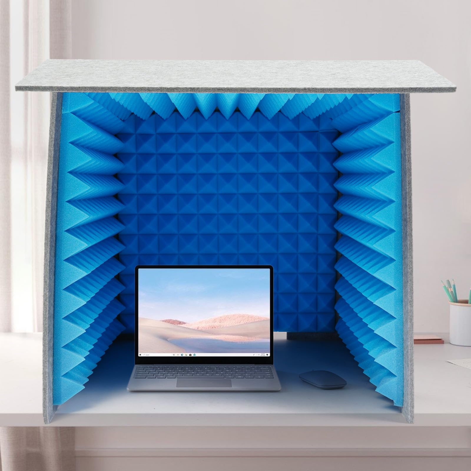 Desktop schalldichte Abdeckung Vocal schallabsorbierende Abschirmung Faltbare Schalldämmung 60x60cm mit doppelter Schalldämmung Schwämmen Tragbare Vocal Aufnahmekabine für Sprachaufnahmen Live-Streami