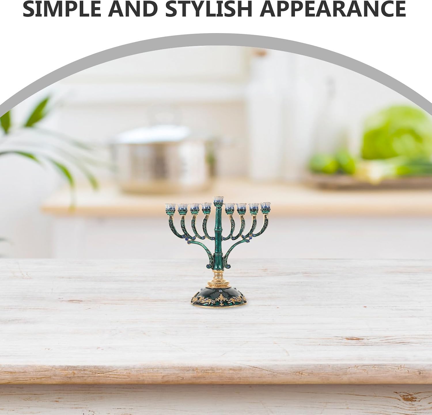 Classic 9 Branch Metal Menorah for Hanukkah Table Centerpiece