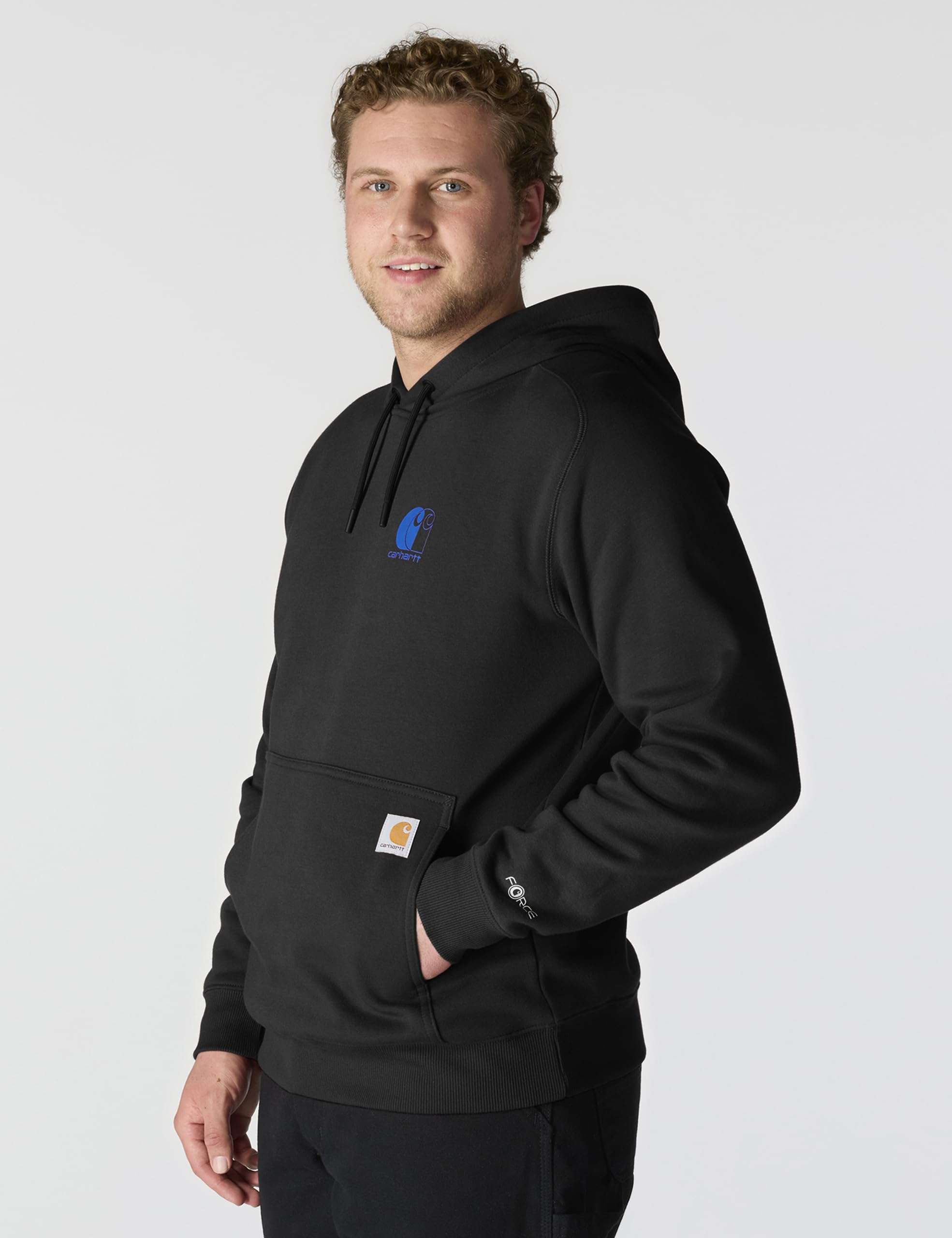 Carhartt Męska bluza z grafiką z logo Force Relaxed Fit, Czarny, S