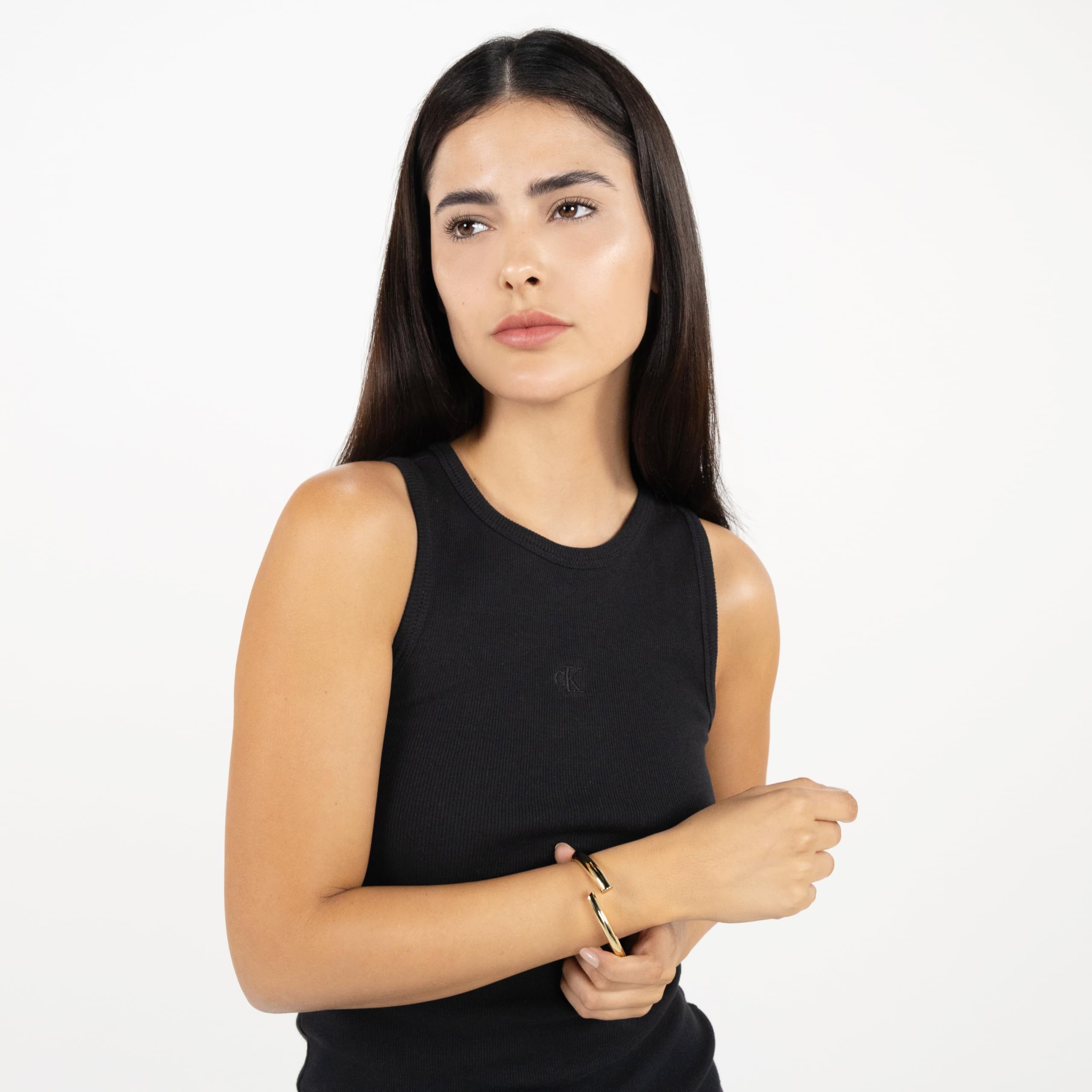Calvin Klein Bracciale Rigido da Donna Collection CK SPIRAL in Acciaio Inossidabile - Disponibile in Versione Oro o Argento