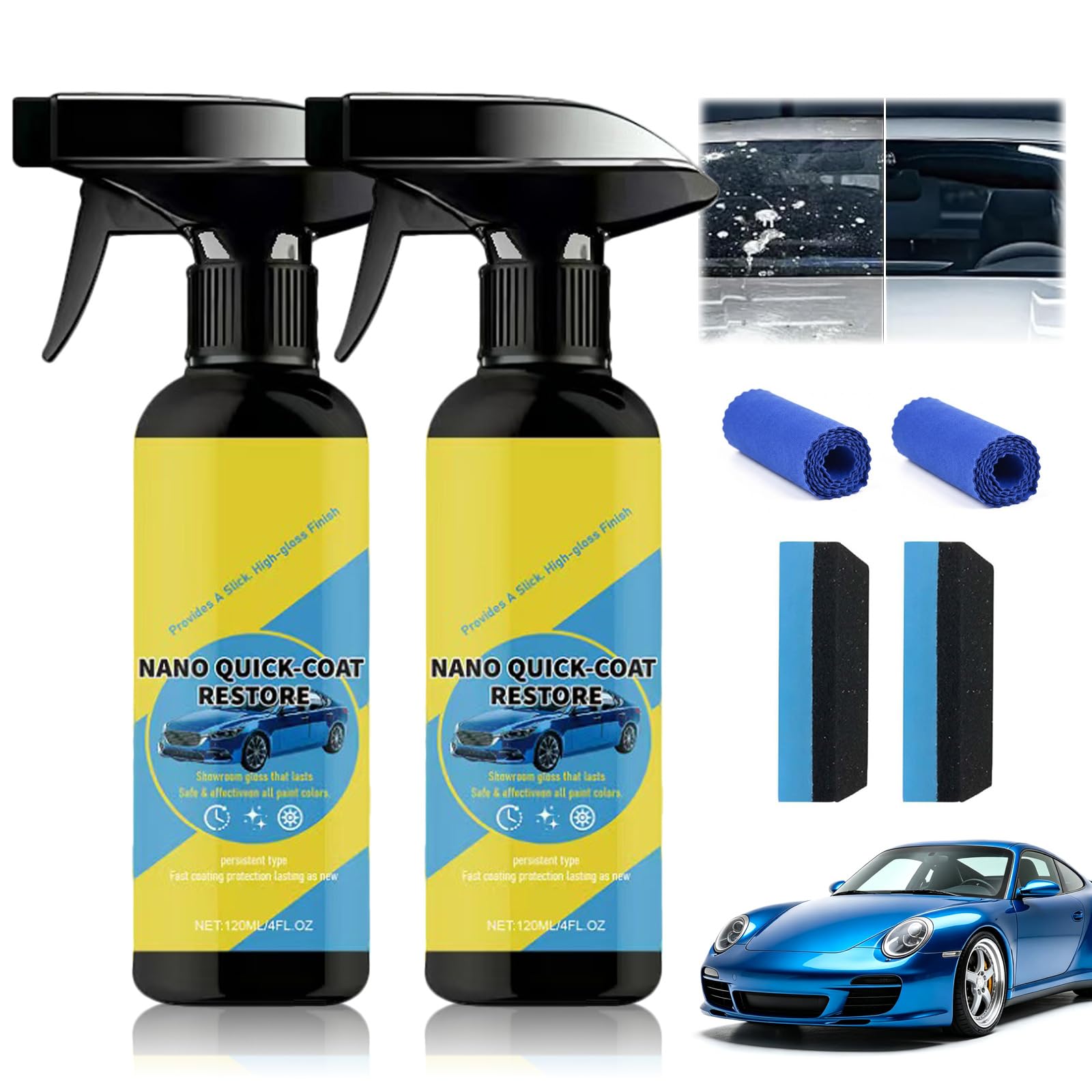3Pcs Nano Quick Coat Restore Car Coating Spray, Advanced Automobile Quick-Acting Coating Agent for Car Ceramic Sealant Extremely Hydrophobic & Protection Waterless Car Wash Car Showroom Gloss — view 9