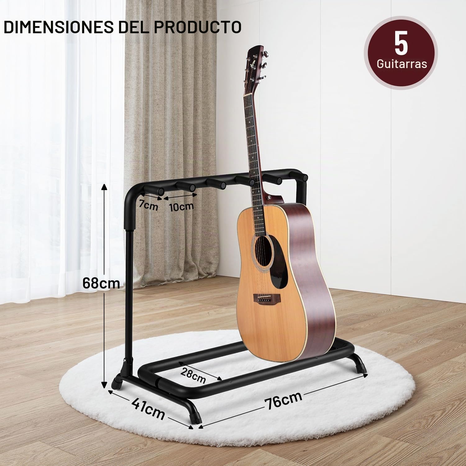 CAHAYA Soporte de exhibición para guitarras Multi Guitarra de Suelo para Guitarras Acústicas y Bajos Eléctricos