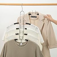 Vista 4 de Nature Smile Paquete de 4 perchas antideslizantes 5 en 1, perchas de metal mágicas que ahorran espacio, perchero de ropa de armario de varias capas